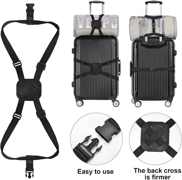 Svart - 1 st elastisk resväska bagagerem med justerbar