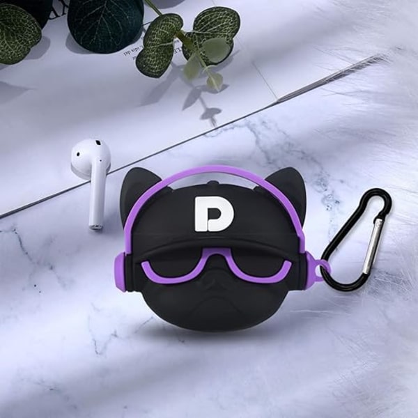 (Svart Lila) AirPods1/2 Bluetooth Headset Case, Silikon Trådlöst