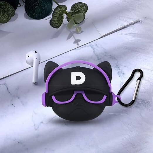 (Svart Lilla) AirPods1/2 Bluetooth Headset Case, Silikon Trådlöst