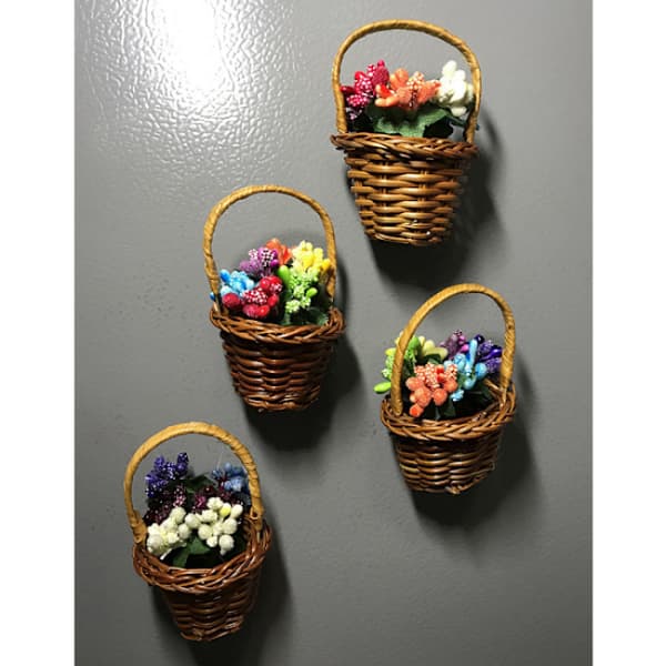 4 stk blomsterkurv tredimensjonal hagearbeid refrige