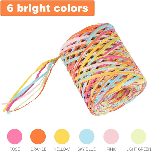 Raffia-paperi, 6-kerroksinen värikäs raffiapaperinauha, luonnonraffia