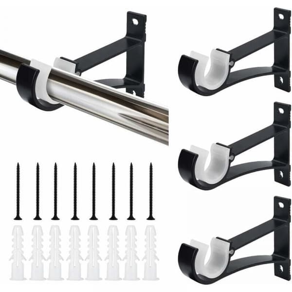 (Sort) 4 Pak Aluminium Gardinstangsbeslag 11*8cm Gardinstangs Holder
