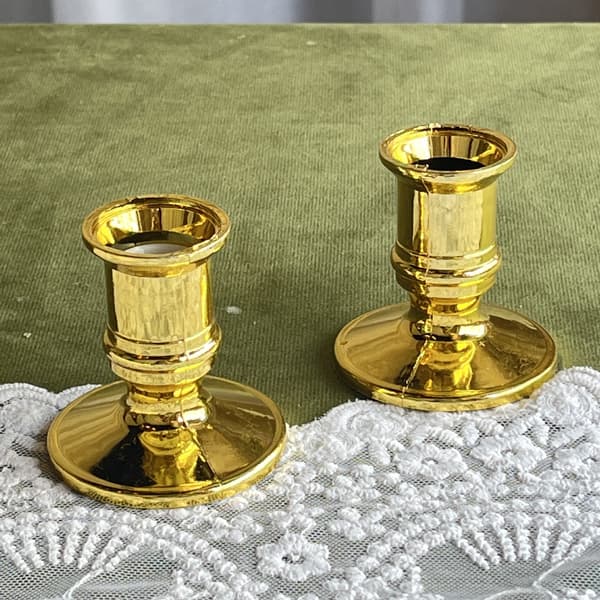 2 stk lysestake gullbelagt telysholder for stearinlys