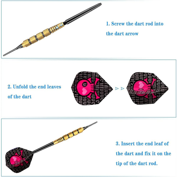 100 stk. 2BA sorte dartpile 48mm (sorte) mellem dartpile rake S