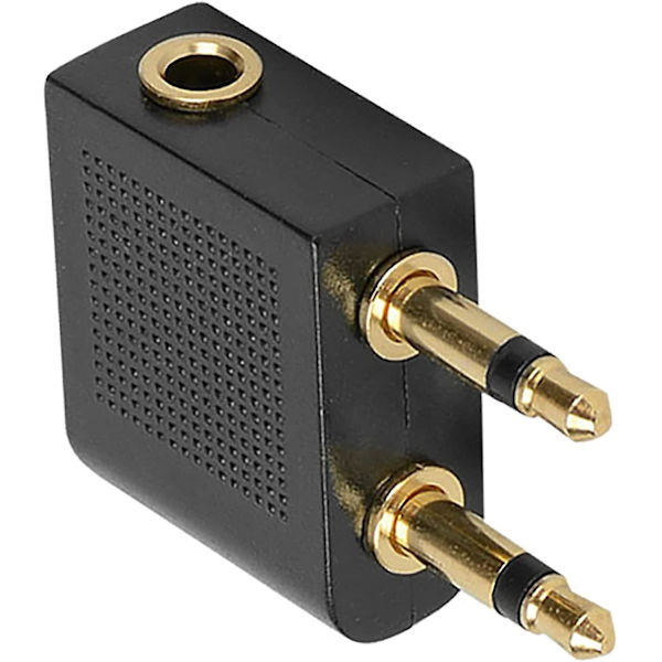 Flygplansheadset Adapter Stereo Aux Jack Headset Adapter (svart)
