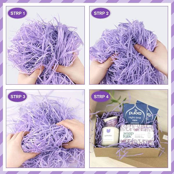 100g Lila Raffia Strimlad papper, Presentförpackningskorgar, Wrappin