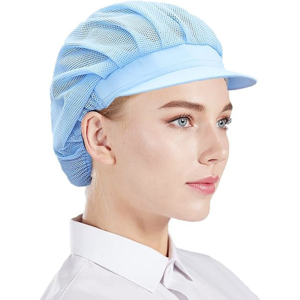 3 kappaleen kokin hattusetti - sininen, unisex-keittiöhatut verkolla, sopii työpajaan, tehtaaseen, keittiöön, cateringiin, leipomoon