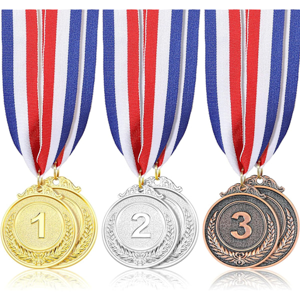 Diameter 6,5 cm Yaomiao 6 stykker gull sølv bronse medaljer premie M