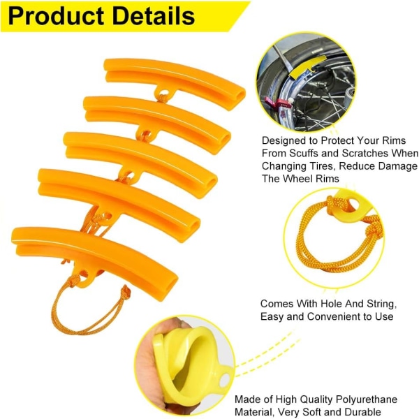 5PCS Fälgskydd (Orange), Däckskydd Hjulkantsskydd Däckskydd för Montering Däck Demontering Motorcykel Bil Cykel Orange Gul Fälgöverdrag Verktyg 15cm