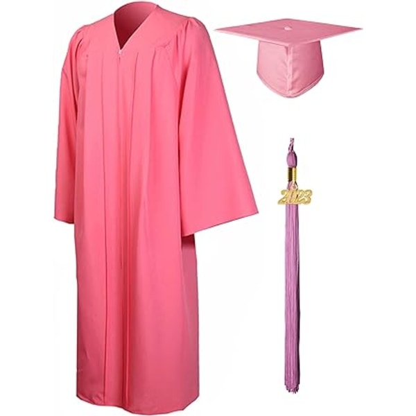 Rose Royal University Graduation Gown og Graduation Hat for Adul