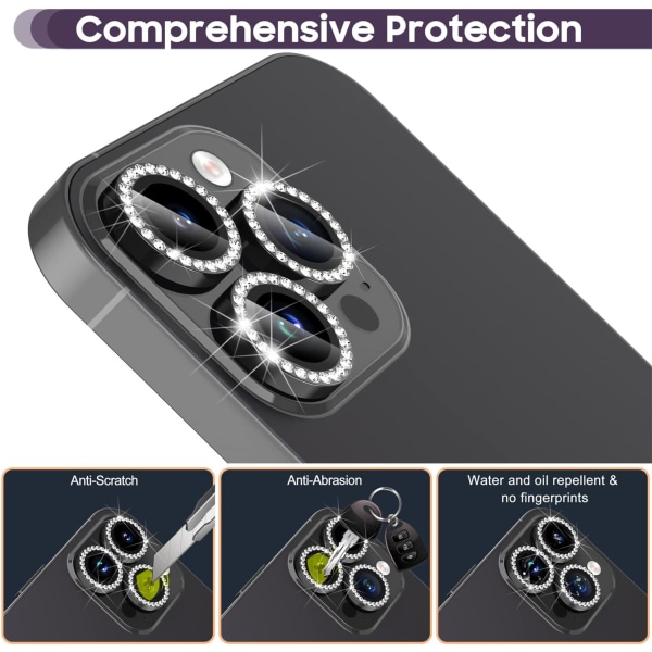 Bakkamerabeskytter for Black iPhone 14 Pro/14 Pro Max Photo Pr