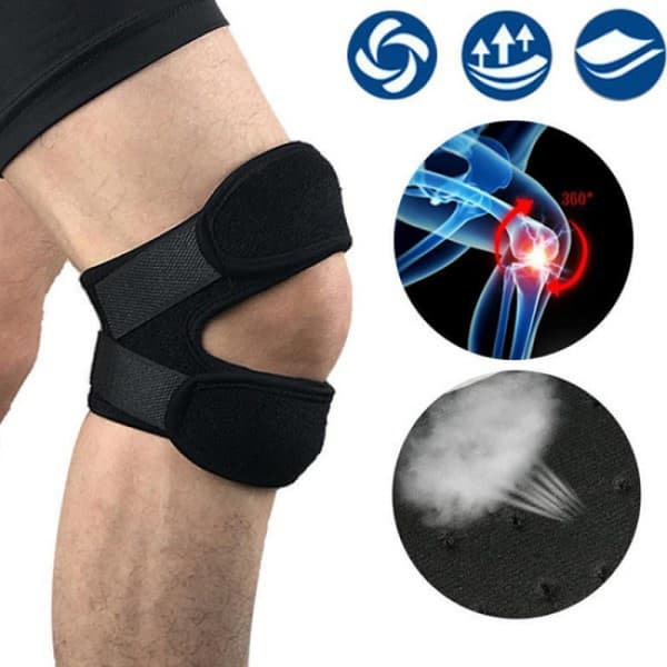 L Sort rustfrit Patella knæ med dobbelt kompression dynor