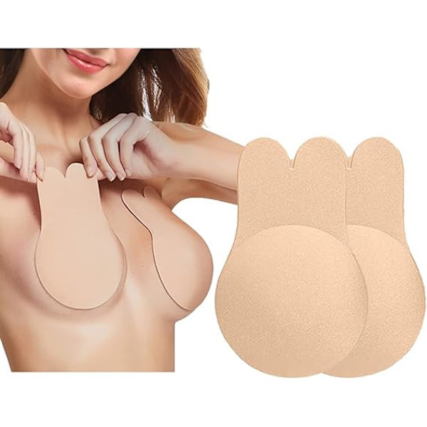 Två par (11,5 cm (L-XL)), osynlig silikonbehå, axelbandslös självhäftande push-up-behå, självhäftande behå för kvinnor, sportbehå för kvinnor, återanvändbar behå