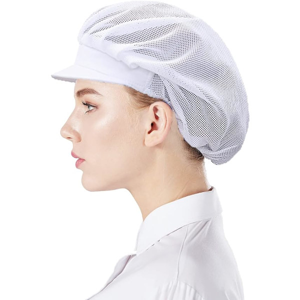 3 kappaleen mesh-kokin hattu - valkoinen, unisex-keittiöhatut mesh-verkolla, sopii työpajaan, tehtaaseen, keittiöön, cateringiin, leipomoon