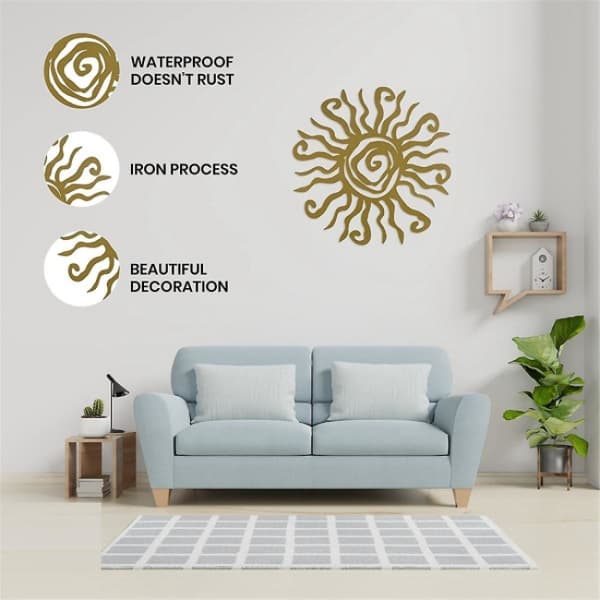 Sol Metal Vægkunst Udendørs Indretning - 11,8 Tommer Rustfri Vægskulptur