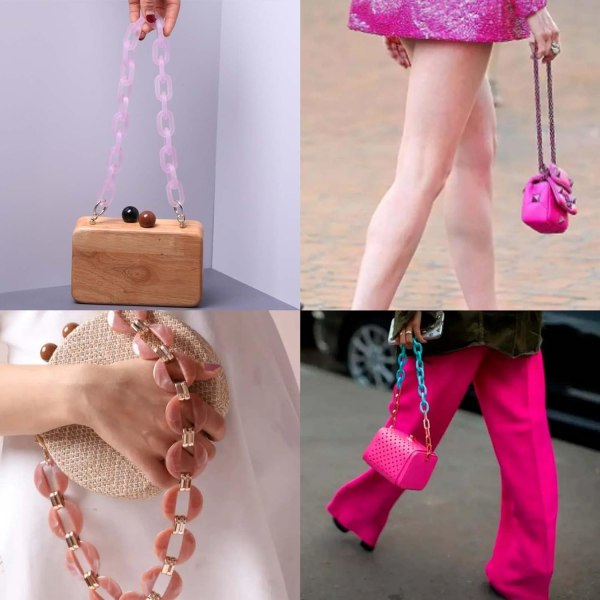 Pink - 1 piece, 2.5cm wide, 85cm long, acrylic chain for women's