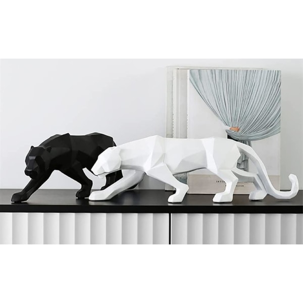 (S 26*5*8cm, vit)Panter Skulptur Prydnader Geometrisk Skulptur