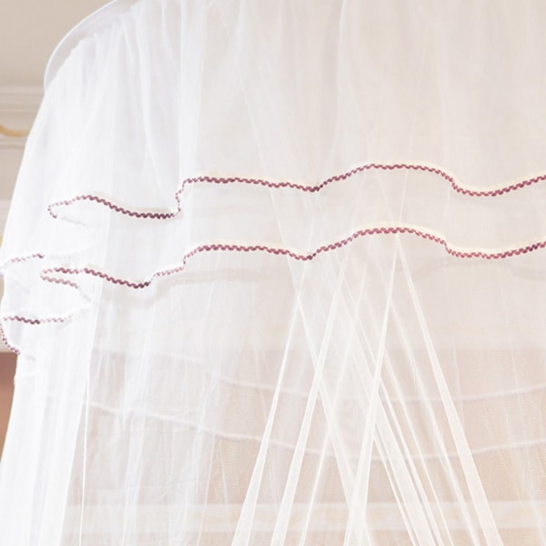 (Hvit) Dome Myggnetting, Elegant Blonder Prinsessehimmel Sengetøy w