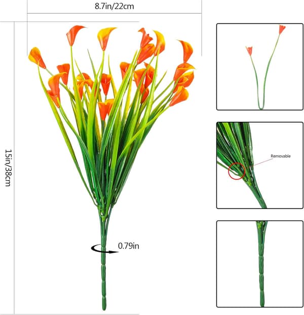 5 stk. kunstige liljer, dekorative plastikblomster, kunstige planter B