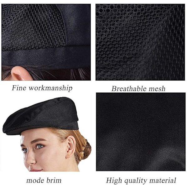 3-delt hatt med unisex nett for matlaging, catering og bakeri