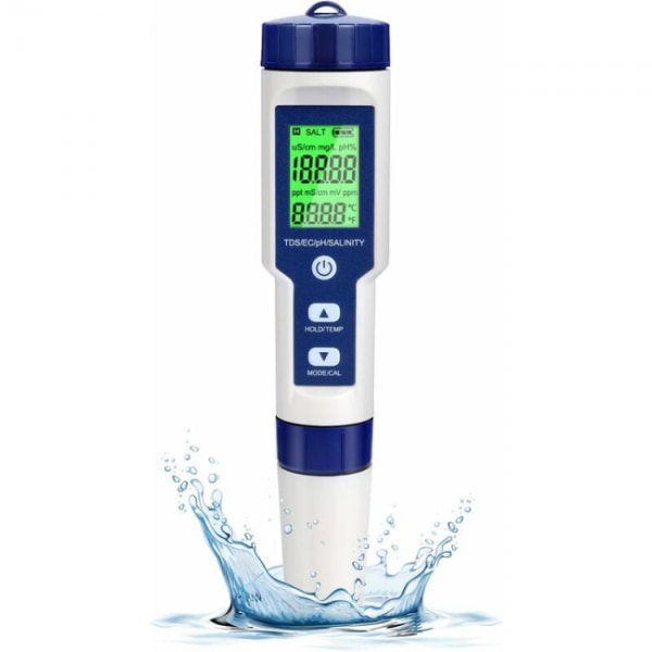 Elektronisk PH-tester, 5 i 1 poolvandstester med baggrundsbelysning, PH