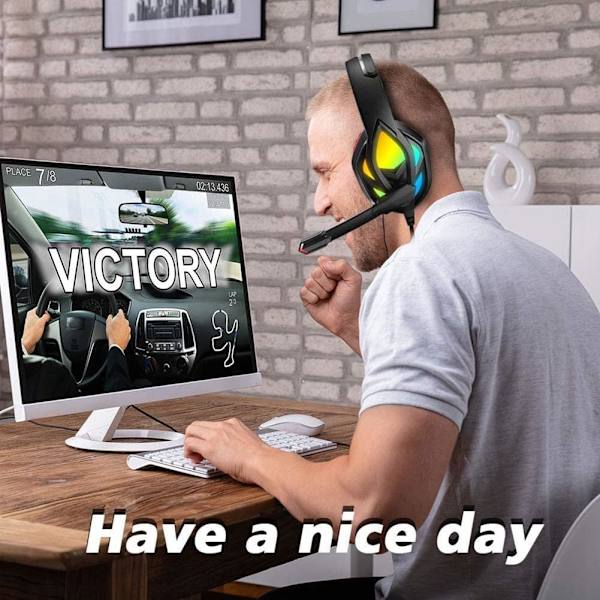 (Röd) Gaming-hörlurar, Over-Ear-hörlurar med färgväxling