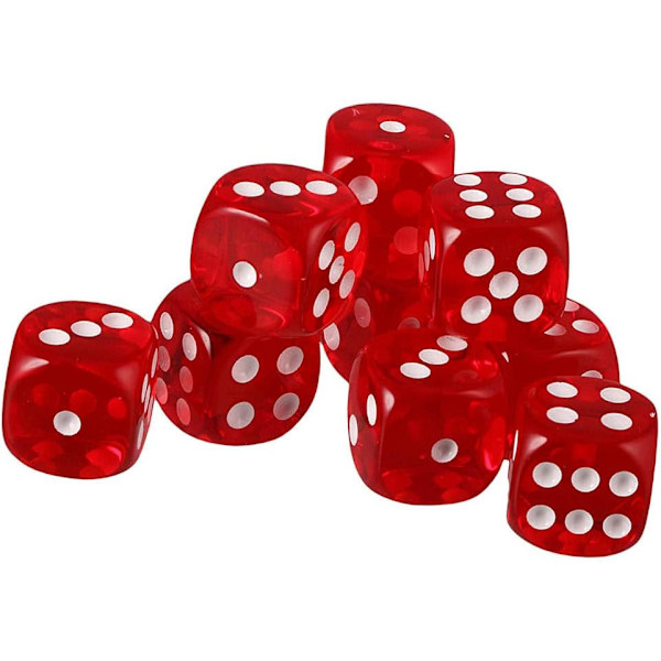 10 stk. terninger (rød) polyhedral D6 terninger 16mm akryl terningesæt til DND