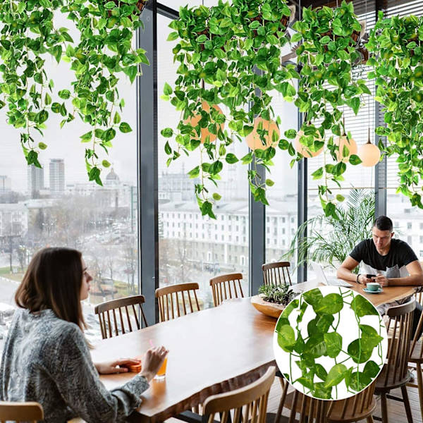 12 stk * 2 m kunstig eføy plante utendørs falsk dill grønn kunstig