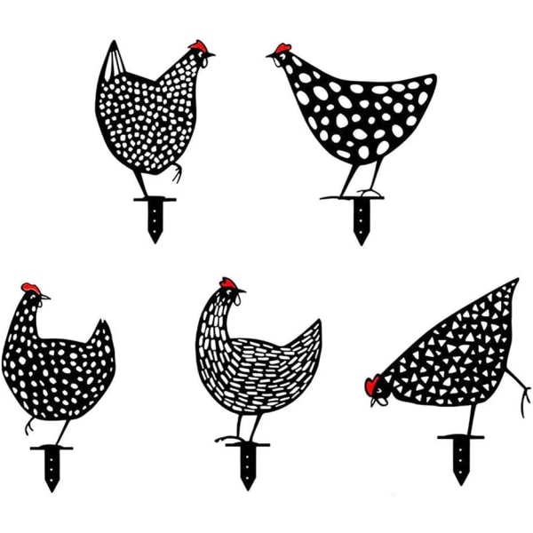 Set med 5 realistiska kycklingar - trädgårdsdekoration - kycklingformad