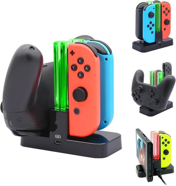Lader kompatibel med Nintendo Switch&OLED, ladestasjon Co