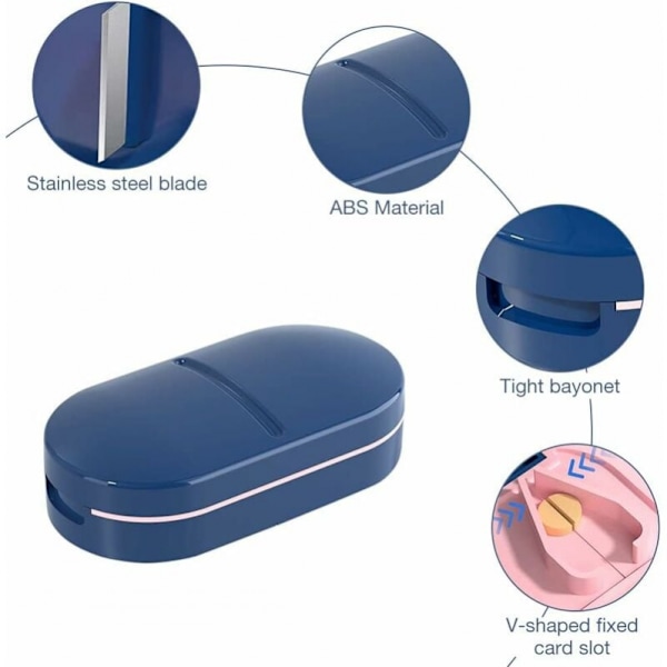 2-pack tablettdelare, 2-i-1 pillerdelare, bärbar tablettdelare,