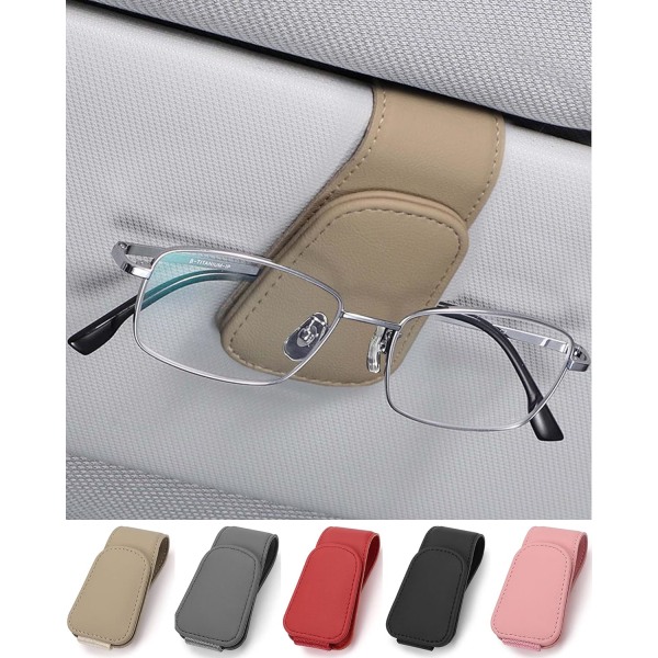 1 kpl Auton lasiteline, Beige, Nahkainen Auton aurinkolipan lasiteline