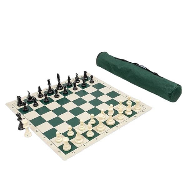 Skakspil, der kan rulles skakbræt (grøn, 35x35 cm)