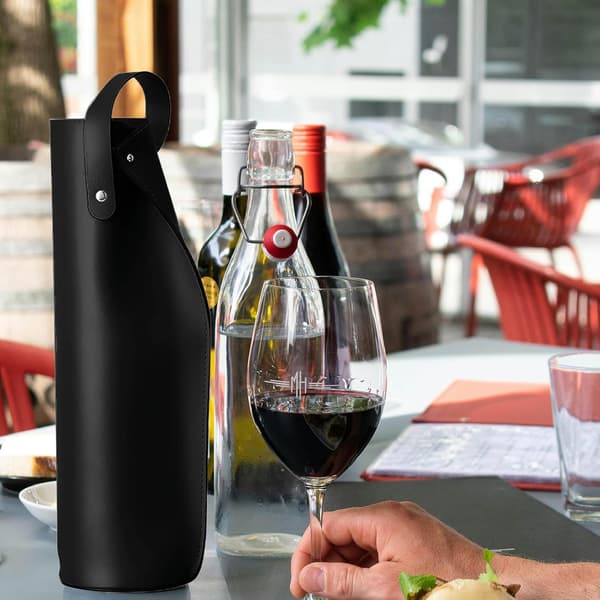 Sort Vintaske i PU-læder, 750 ml, Vandtæt