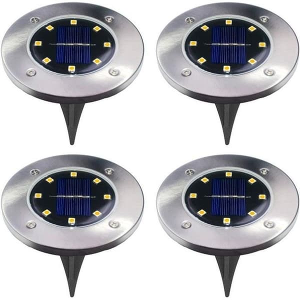 4PCS Solcelle Jordlampe 8 Lys Utendørs Vanntett IP65 Solcelle Sti