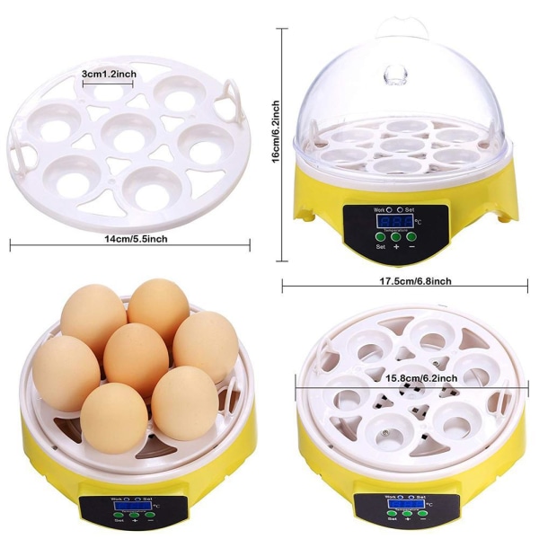 Automatisk digital äggkläckningsmaskin 7 kycklingägg