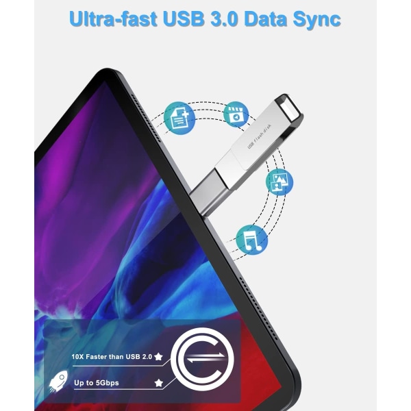 Sølv - USB C han til USB 3.0 hun adapter 3-pak, Thunderbolt