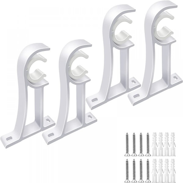 (Vit) 4-pack Gardinstångsbeslag i aluminiumlegering 11*8cm Gardinstångshållare