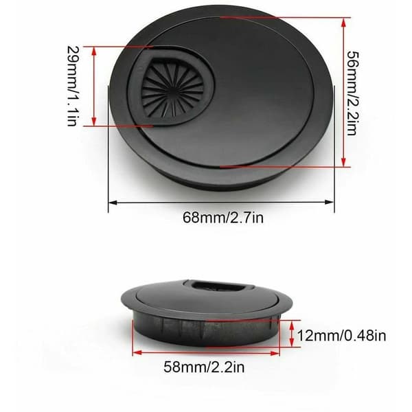 Kabelkanal 60 mm Hulhul til skriveborde og arbejdsborde Farve: B