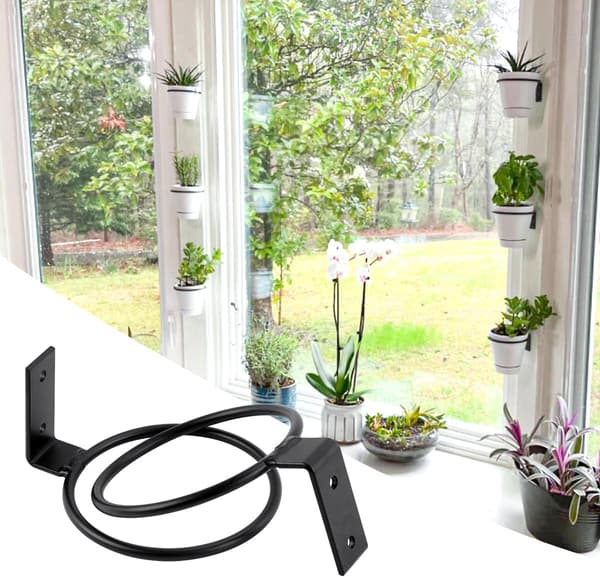1 stk. foldbar vægmonteret jernblomsterpotteholder Diameter 18 cm Sort Velegnet til havebalkon