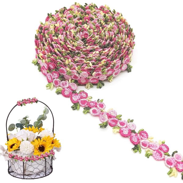 5 Yards Flower Trim Ribbon (Rosa-4,5M) Blomster DIY Blondeapplikasjoner