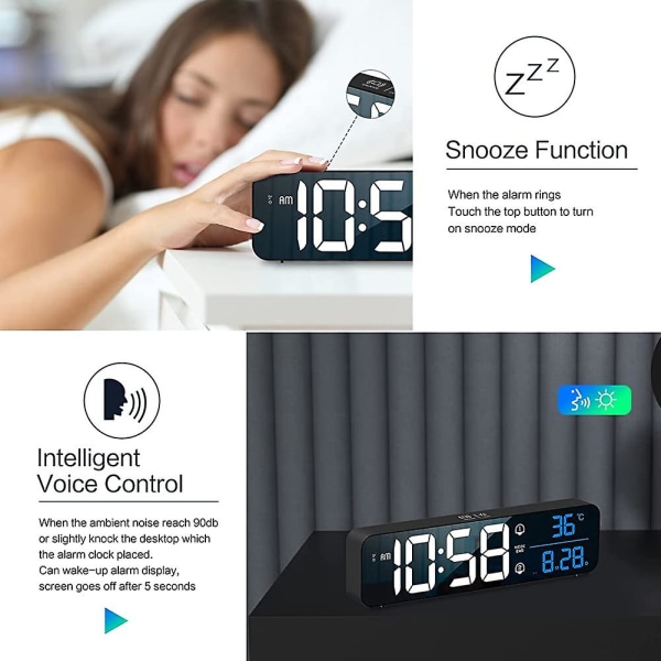 Digital väckarklocka, stor LED digital vardagsrumsväggklocka, TV
