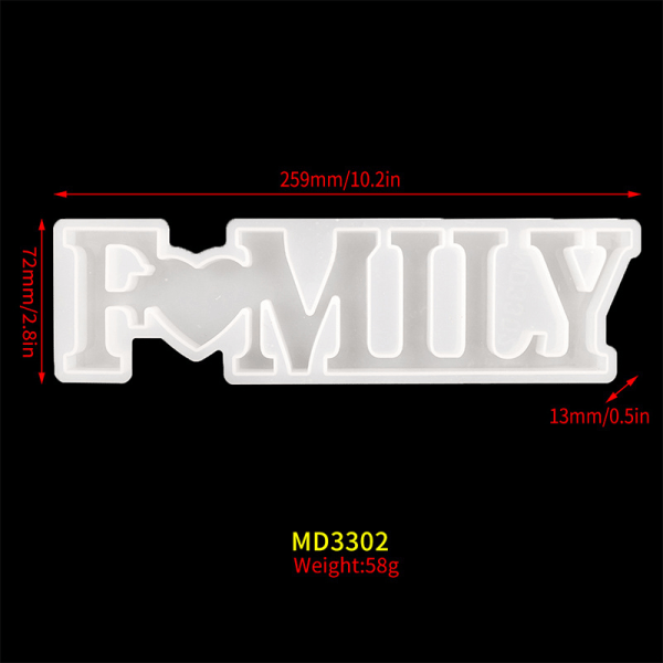 Silikonhartsform Kit, 3 st Epoxyhartsform 3D Bokstav Kärlek