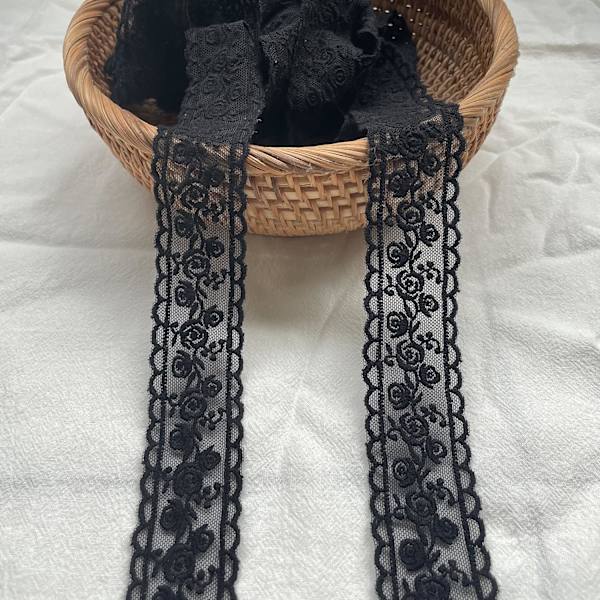 5 meter blonderibbon - Delikat sort, 15 meter - Blomsterbånd til bryllup/brudedekoration, gør-det-selv, syning, boligindretning
