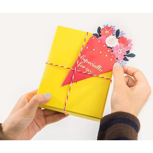 Sæt med 6 mini-lykønskningskort + små kuverter - blomsterbuket (