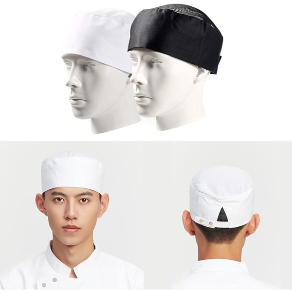 2 stk. kokkehat, unisex kokkehatte, justerbar og åndbar køkkenkokkehat