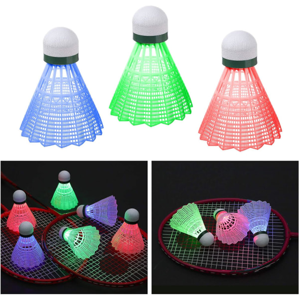 Badmintonbold, 4 LED Badminton Fjerbold, Fjer Nylon Shuttl