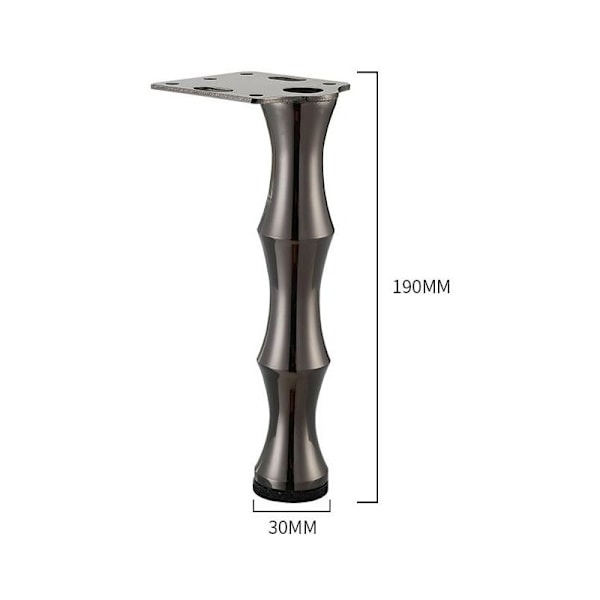 x Lett luksuriøse møbelben i bambus og metall (19 cm (Gun Black)