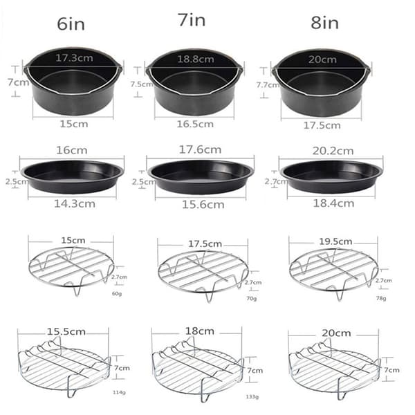 Airfryer tilbehør (10 sæt) - 6 tommer, Airfryer tilbehør, s