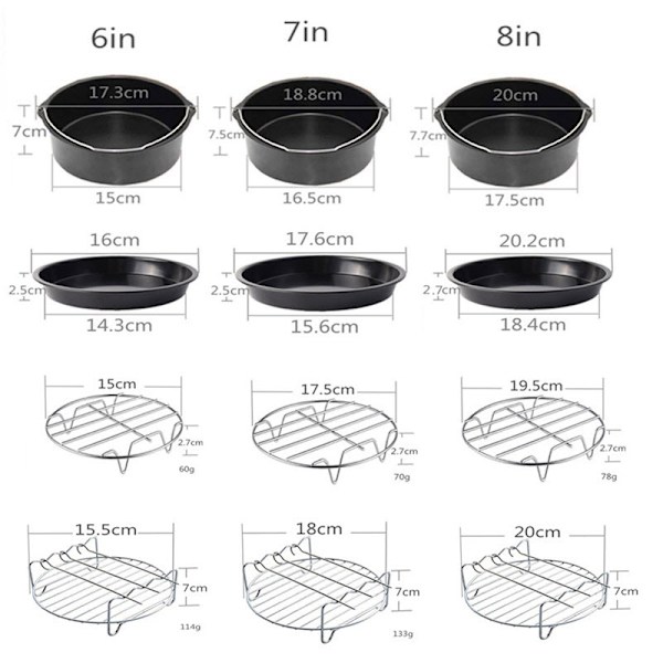 Airfryer-tillbehör (10 set) - 6 tum, Airfryer-tillbehör, s